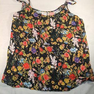 JunaRose Black Multicolor Floral Tank Top Strappy Shirt Womens 22 3XL Singlet